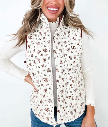 Floral Puffer Vest