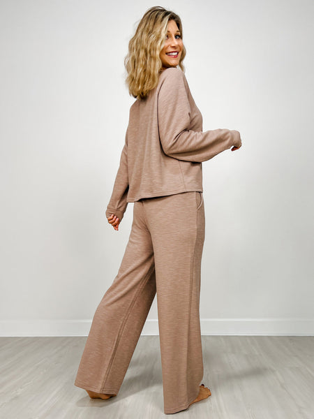 Cotton Slub Long Sleeve 2PC Set Cocoa
