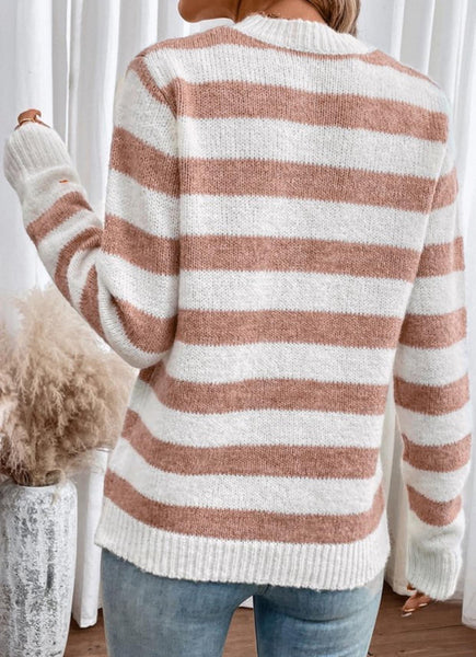 Taupe & Cream Stripe Dannie Sweater