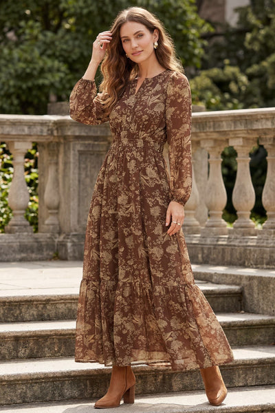 Stevie Floral Maxi Dress Cocoa