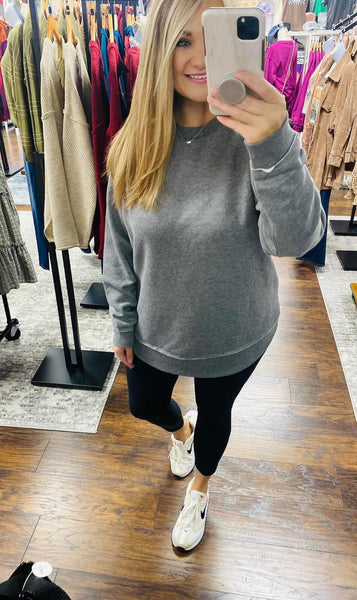 Weekend Fleece Casual Sweatshirt Grey