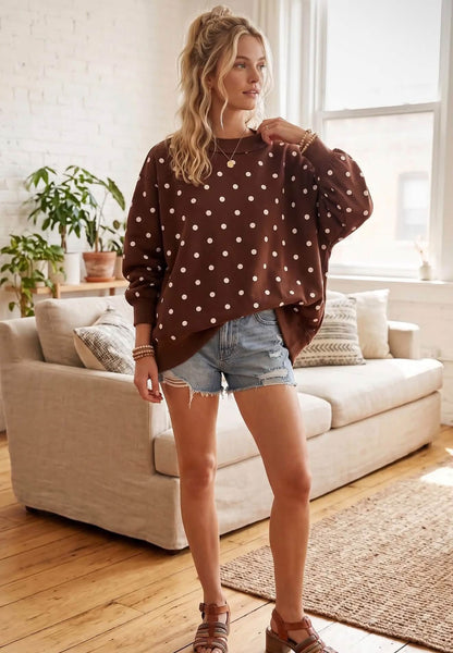 Cocoa Polka Dot Sweatshirt