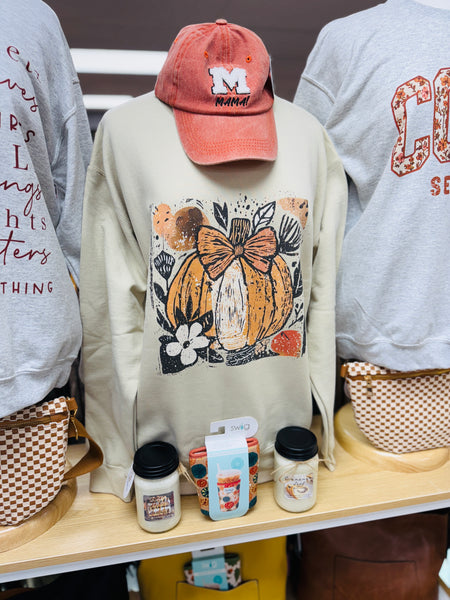 Cream Pumpkin Boho Harvest Sweatshirt