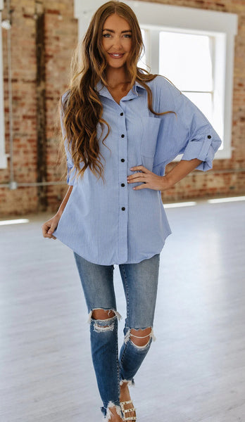 Blue Stripe Button Down Shirt