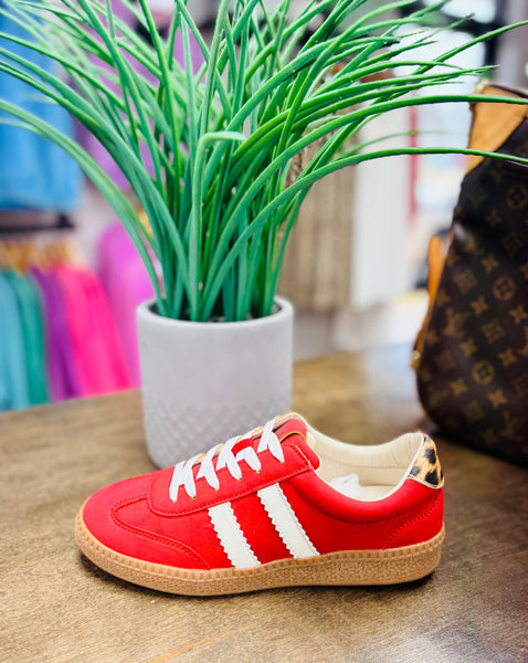CORKYS Heads Up Red Leopard Combo Sneaker