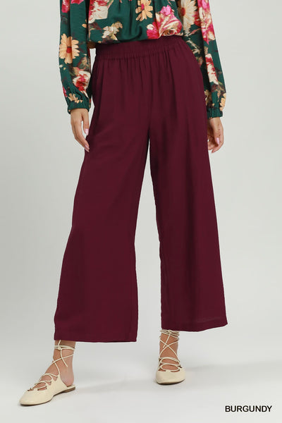 UMGEE Wide Leg Pull On Pant Burgundy
