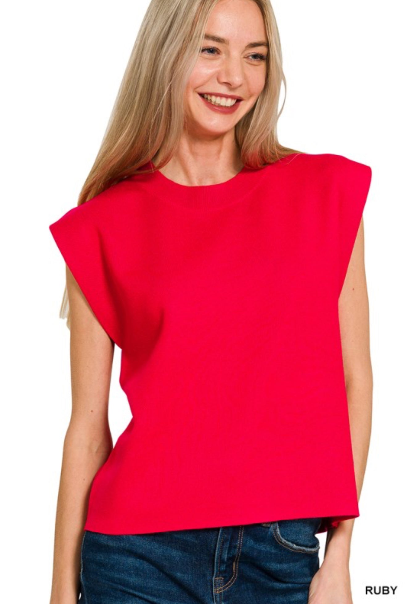 Cap Sleeve Sweater Vest Ruby Red