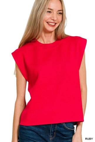 Cap Sleeve Sweater Vest Ruby Red