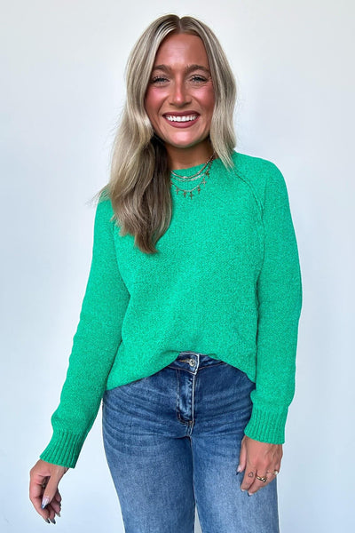 Chenille Raglan Sweater Green