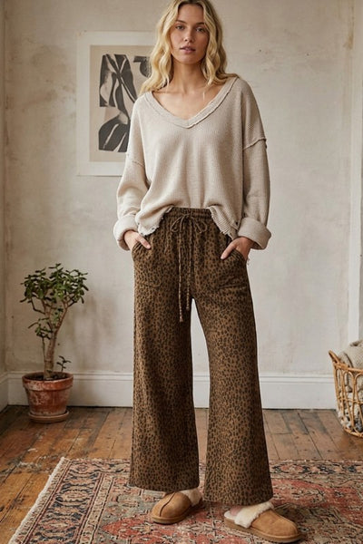 Collette Mocha Leopard Wide Leg Pant