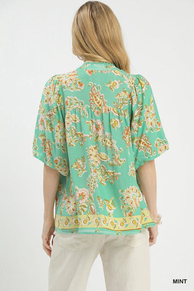 UMGEE Mint Floral Top