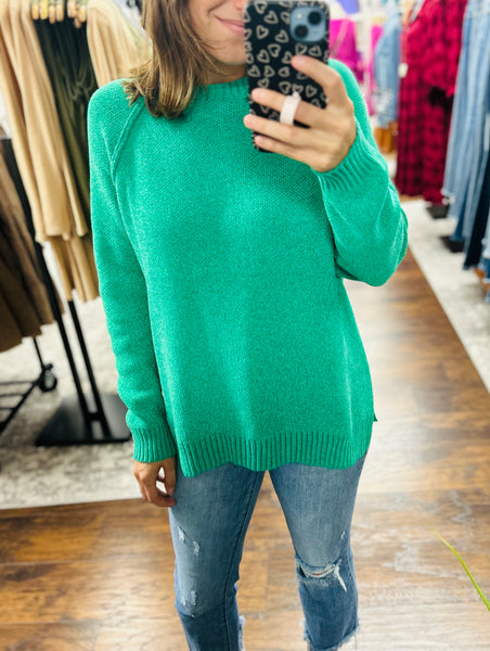 Chenille Raglan Sweater Green