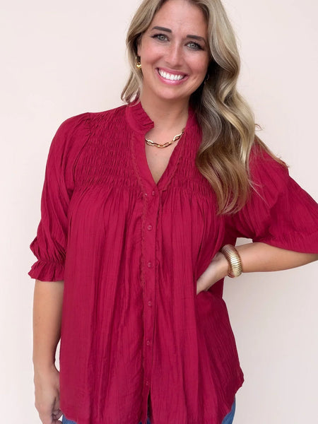 UMGEE Crimson Ruffe Top
