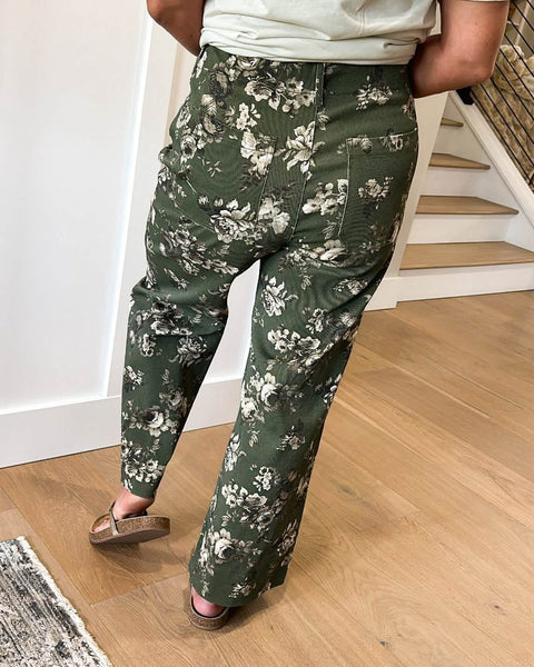 UMGEE Floral Print Pant Olive Mix