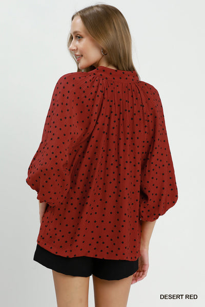 UMGEE Desert Red Polka Dot Top