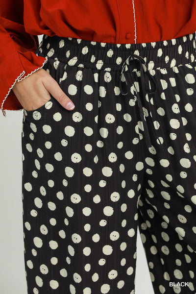 UMGEE Polka Dot Wide Leg Pant Black