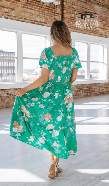 Dana Green Floral Midi Dress