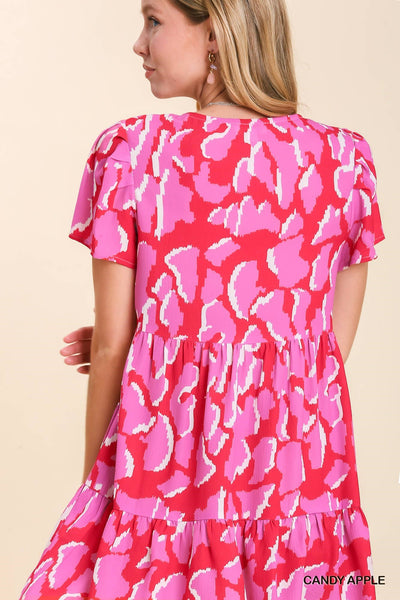 UMGEE Candy Apple Abstract Print Pocket Dress