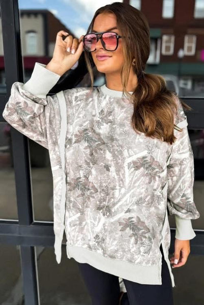Leafy Camo Exposed Seam Top