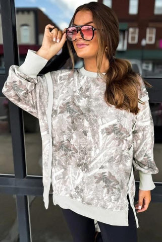 Leafy Camo Exposed Seam Top