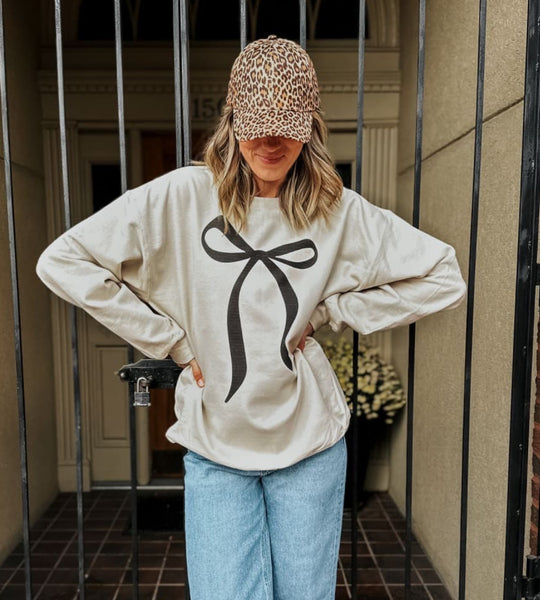 Beige Bow Coquette Premium Sweatshirt