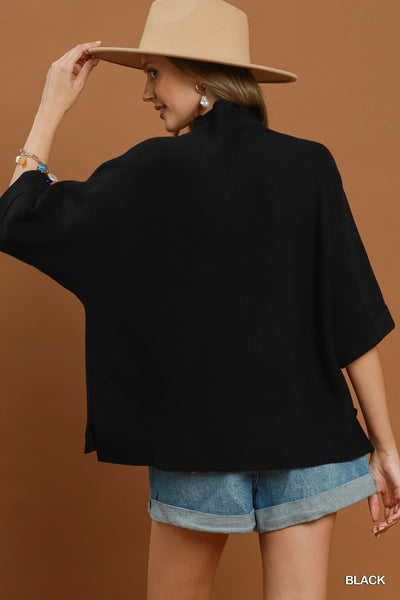 UMGEE Mock Neck Sweater Top Black