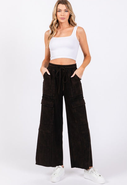Mineral Washed Cargo Pant Black