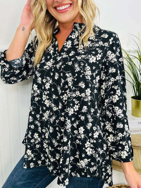 Lizzy Top Black Floral Mix