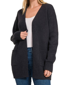 Cozy Knit Pocket Cardigan Black