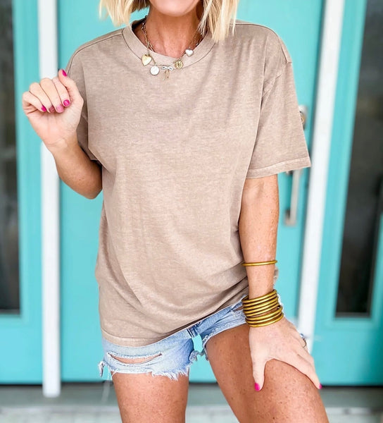 Classic Crew Neck Cotton Tee Taupe