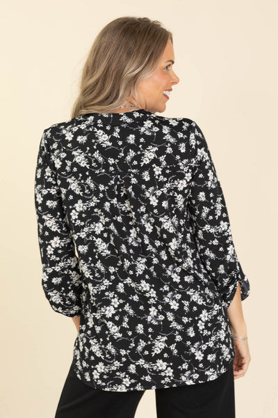 Lizzy Top Black Floral Mix