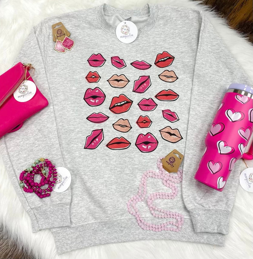 Multi Retro Lips Cozy Sweatshirt