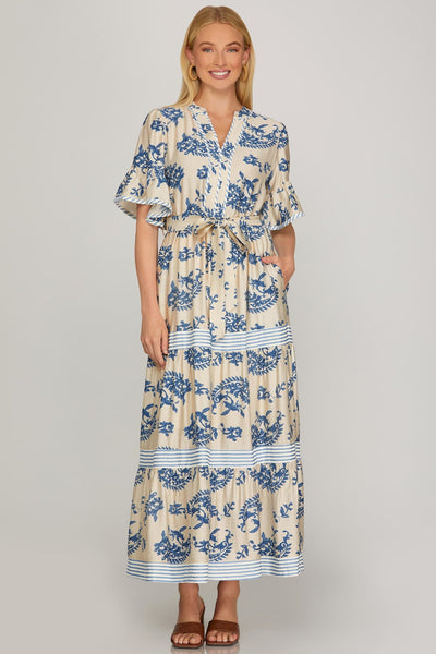 Ashlyn Floral Maxi Dress Blue Mix