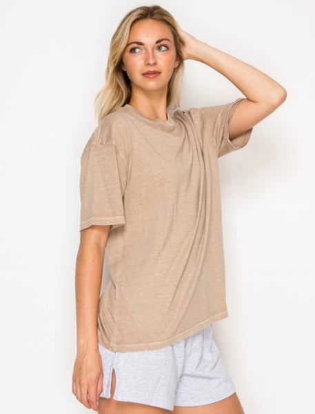 Classic Crew Neck Cotton Tee Taupe