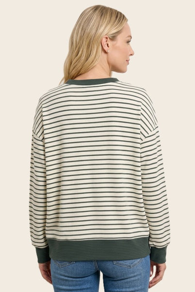 Ivory & Olive Soft Knit Stripe Top