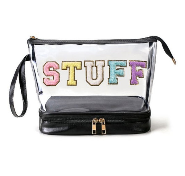 STUFF Chenille Letter Clear Cosmetic Bag