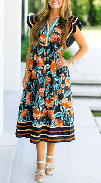 Bold Floral Printed Dress