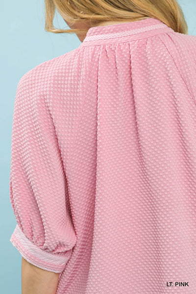 UMGEE Pink Contrast Trim Top