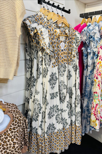 UMGEE Garden Party Midi Dress Black Mix