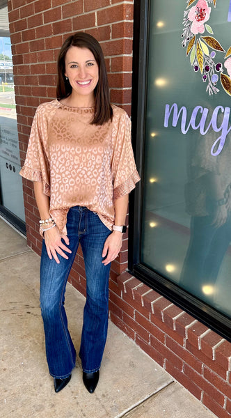 Taupe Rose Gold Leopard Date Night Top