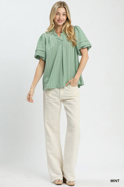 UMGEE Bubble Sleeve Top Mint