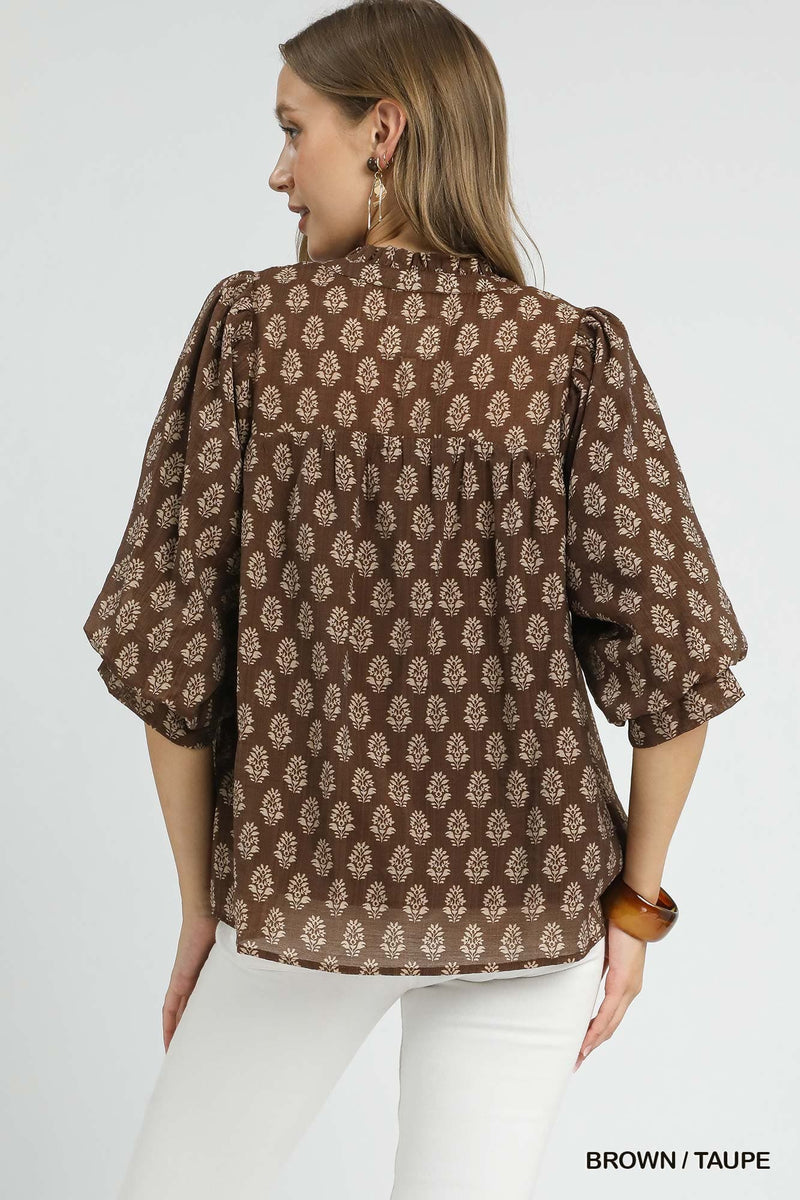UMGEE Coffee & Cream Floral Top – Magnolia Trading Post