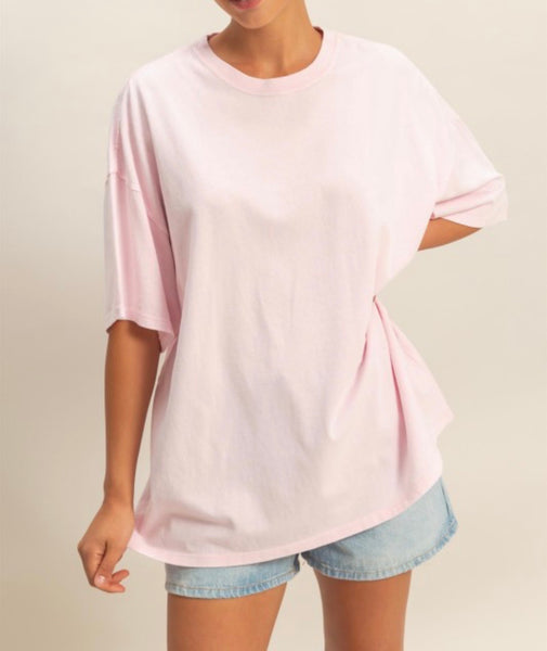 Oversized Mineral Wash Tee Soft Pink