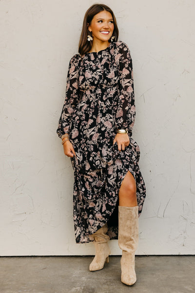 Stevie Black Floral Maxi Dress
