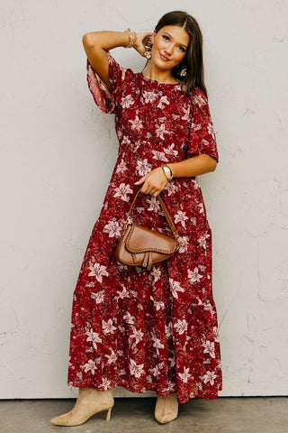Lauren Wine Floral Maxi Dress