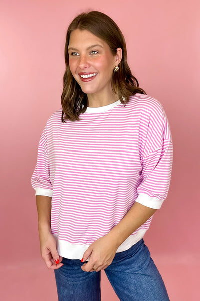 Stripe Contrast Top Pink