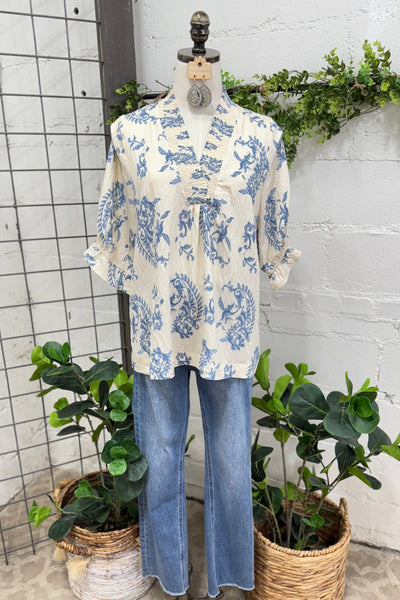 UMGEE Paris Paisley Top Blue Mix