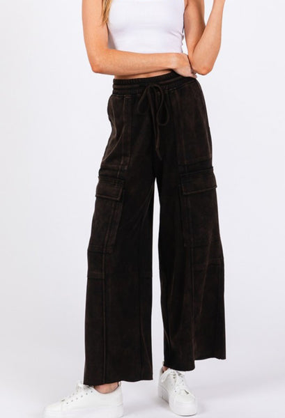 Mineral Washed Cargo Pant Black