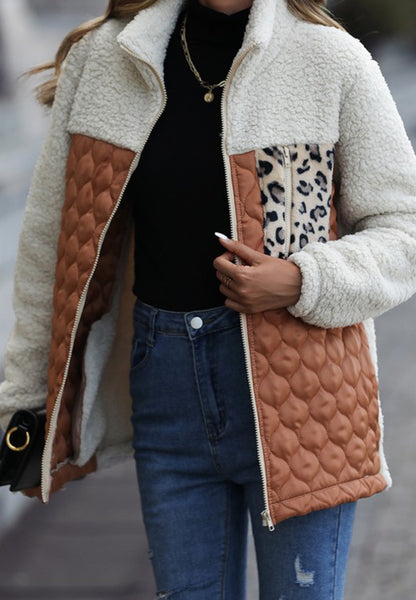 Sherpa Quilted Leopard Pocket Jacket