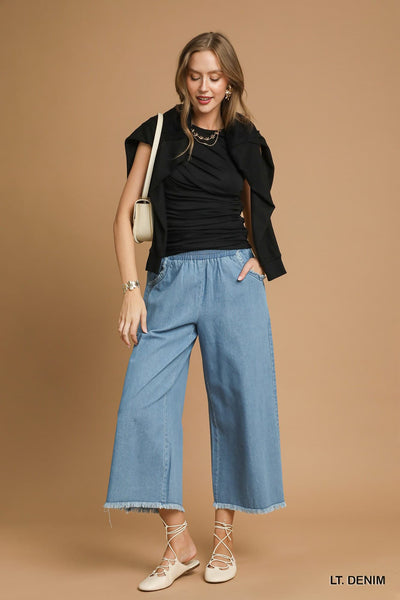 UMGEE Fringe Hem Denim Pant
